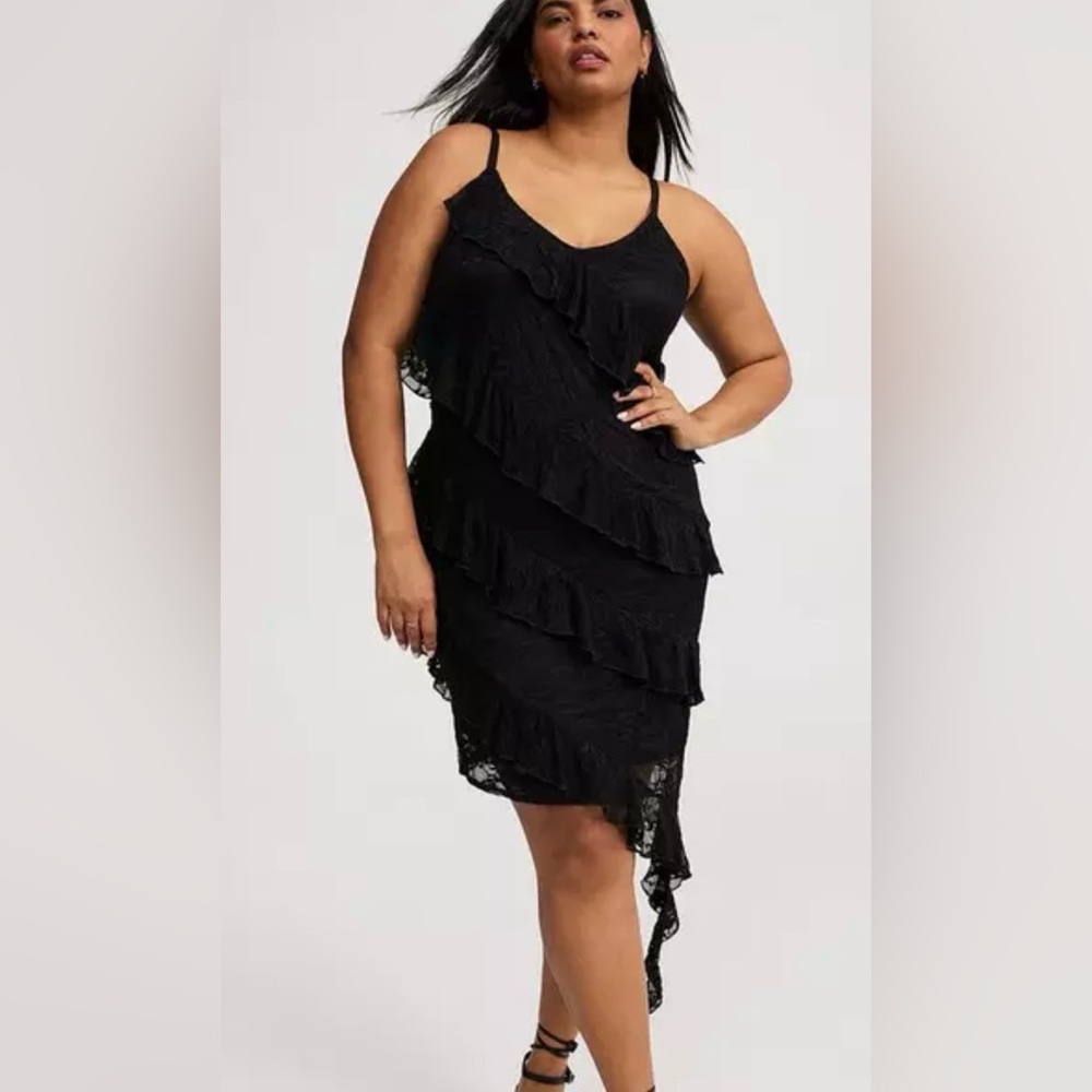 NWT Torrid midi sleeveless asymmetrical ruffle detail dress size 2X